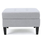 Pouf contenitore con gambe in betulla, trapuntato, con motivo a nido d'ape, in stile contemporaneo