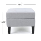Pouf contenitore con gambe in betulla, trapuntato, con motivo a nido d'ape, in stile contemporaneo