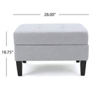 Pouf contenitore con gambe in betulla, trapuntato, con motivo a nido d'ape, in stile contemporaneo
