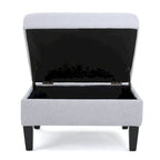 Pouf contenitore con gambe in betulla, trapuntato, con motivo a nido d'ape, in stile contemporaneo