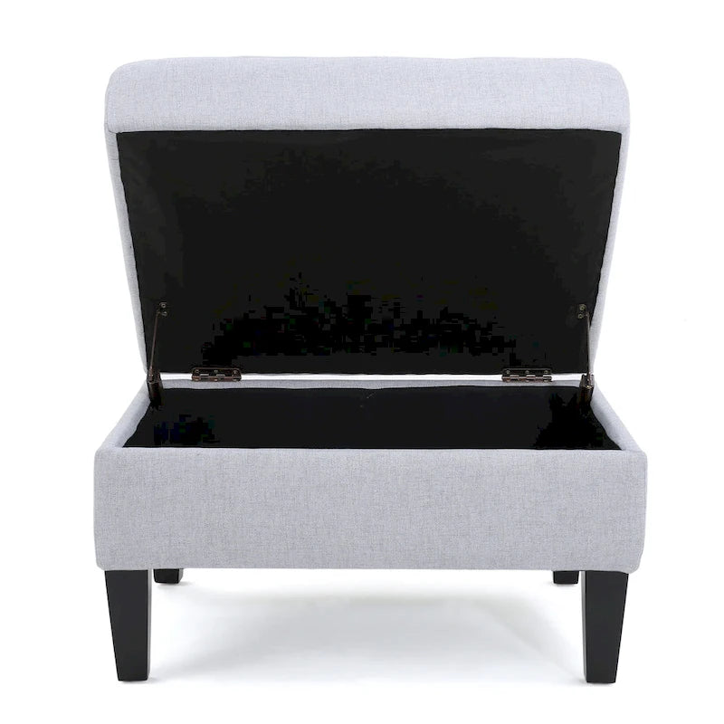 Pouf contenitore con gambe in betulla, trapuntato, con motivo a nido d'ape, in stile contemporaneo