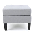 Pouf contenitore con gambe in betulla, trapuntato, con motivo a nido d'ape, in stile contemporaneo