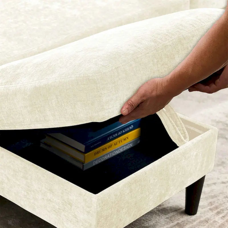 Divano componibile a 3 posti a L in ciniglia dal design moderno