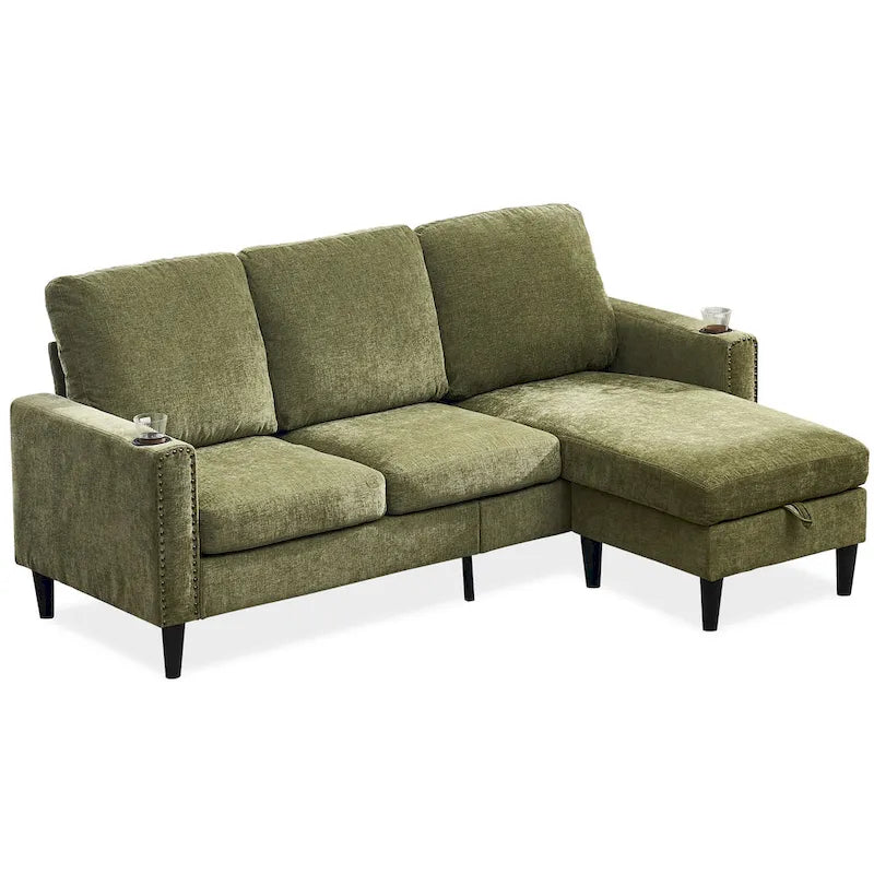 Divano componibile a 3 posti a L in ciniglia dal design moderno