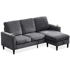 Divano componibile a 3 posti a L in ciniglia dal design moderno