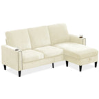 Divano componibile a 3 posti a L in ciniglia dal design moderno