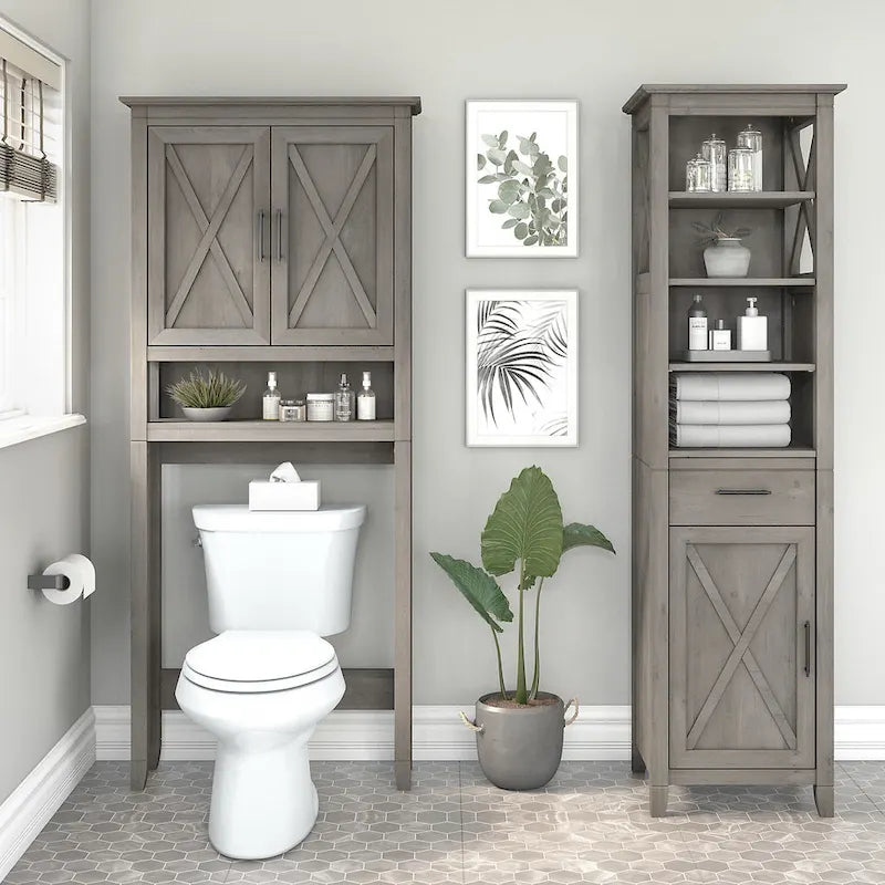 Key West Tall Linen Cabinet and Space Saver by Bush Furniture