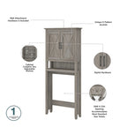 Mobiletto portaoggetti alto sopra il WC, frassino bianco/grigio legno spiaggiato, montaggio per 1 persona