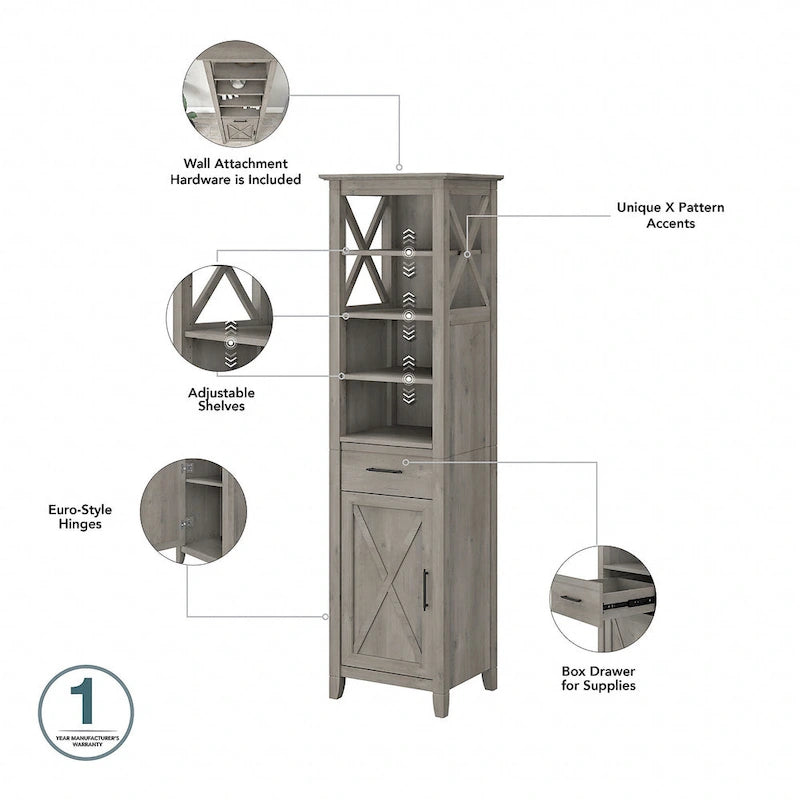 Mobiletto portaoggetti alto sopra il WC, frassino bianco/grigio legno spiaggiato, montaggio per 1 persona