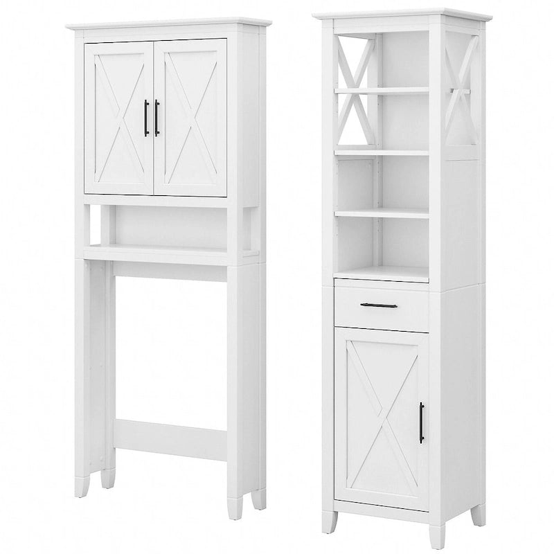 Mobiletto portaoggetti alto sopra il WC, frassino bianco/grigio legno spiaggiato, montaggio per 1 persona