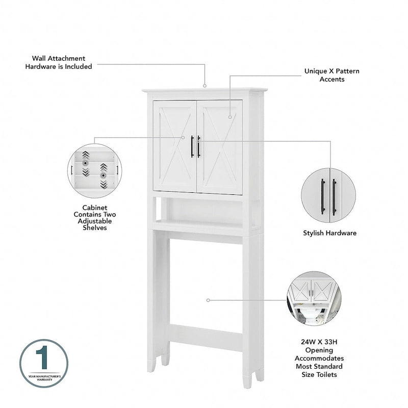 Mobiletto portaoggetti alto sopra il WC, frassino bianco/grigio legno spiaggiato, montaggio per 1 persona
