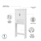 Mobiletto portaoggetti alto sopra il WC, frassino bianco/grigio legno spiaggiato, montaggio per 1 persona