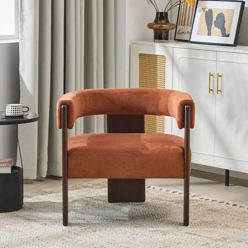 Poltrona accento Emery in tessuto bouclé moderno con rivestimento imbottito