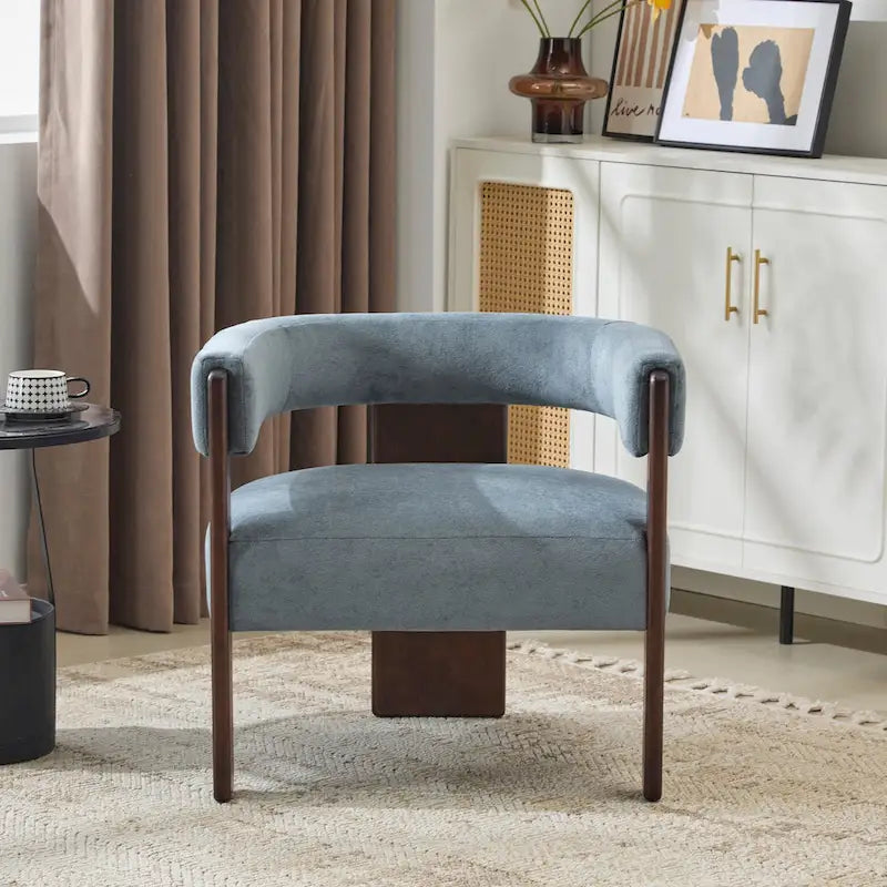 Poltrona accento Emery in tessuto bouclé moderno con rivestimento imbottito