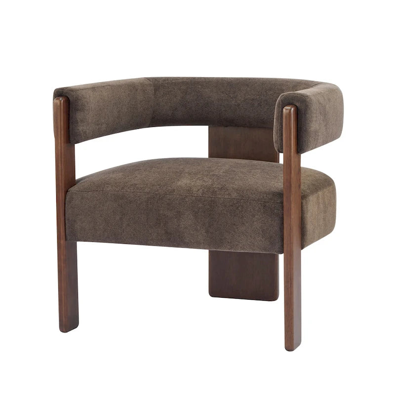 Poltrona accento Emery in tessuto bouclé moderno con rivestimento imbottito