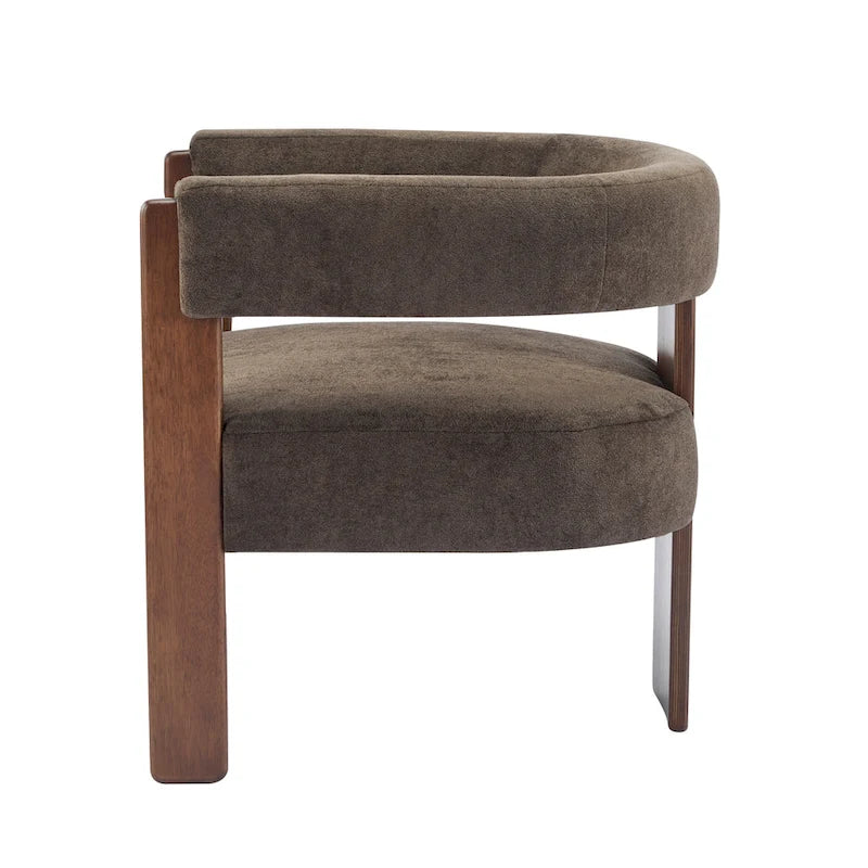 Poltrona accento Emery in tessuto bouclé moderno con rivestimento imbottito