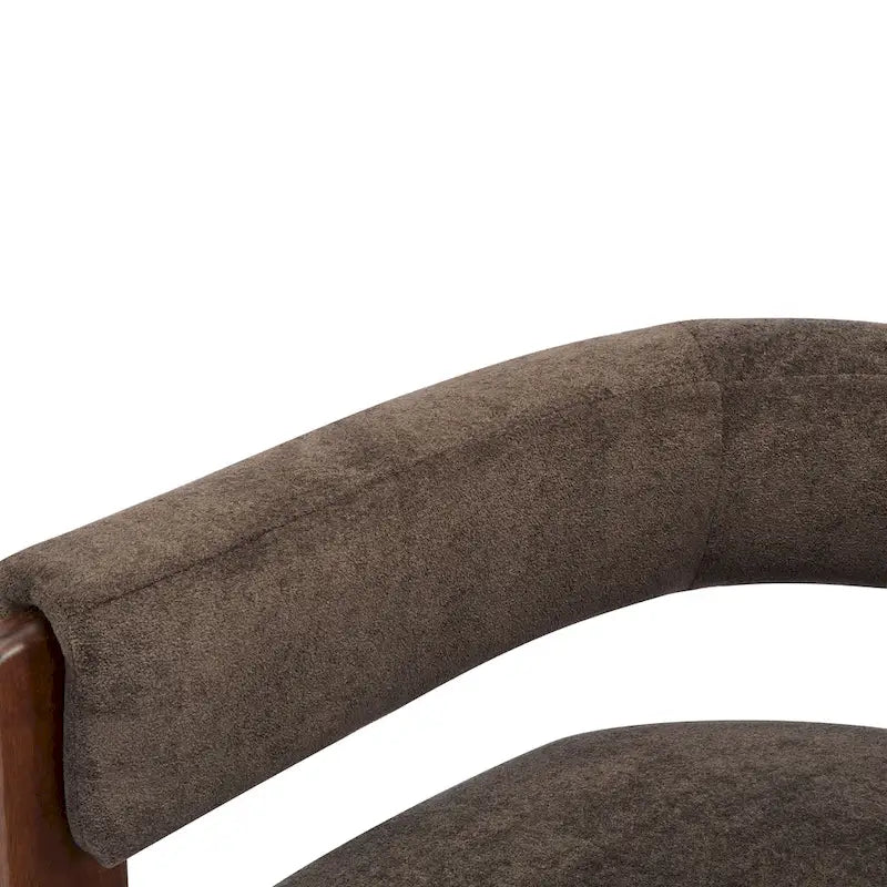 Poltrona accento Emery in tessuto bouclé moderno con rivestimento imbottito