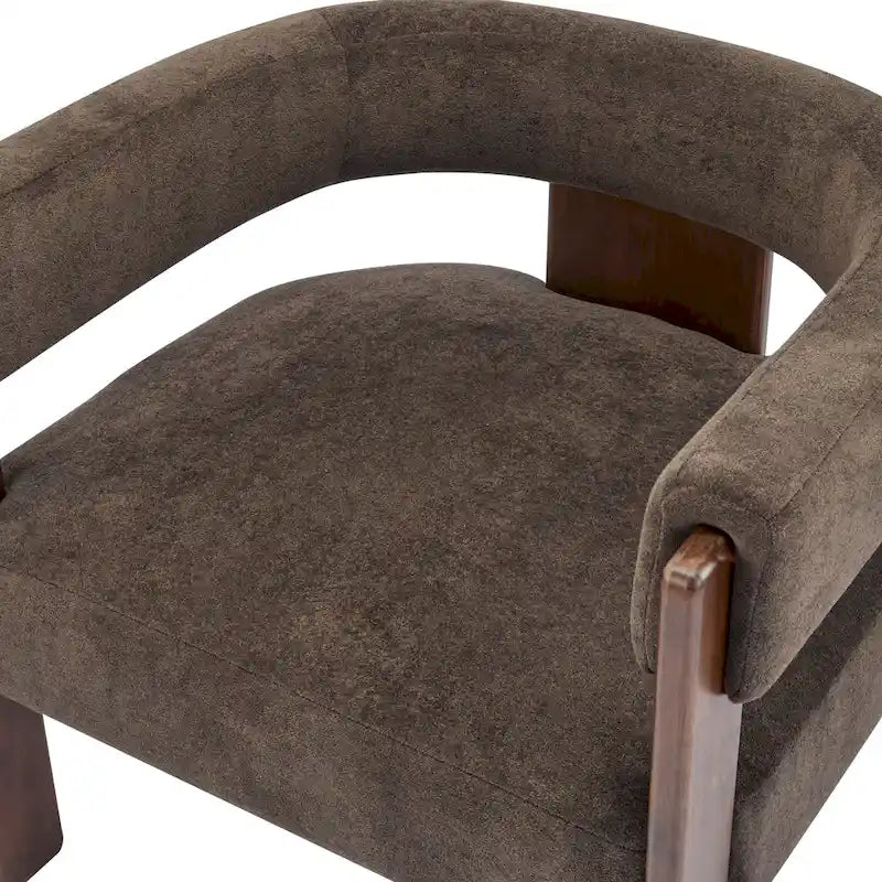 Poltrona accento Emery in tessuto bouclé moderno con rivestimento imbottito