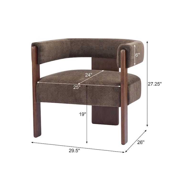 Poltrona accento Emery in tessuto bouclé moderno con rivestimento imbottito