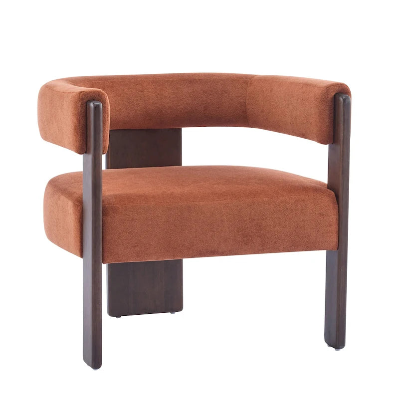 Poltrona accento Emery in tessuto bouclé moderno con rivestimento imbottito