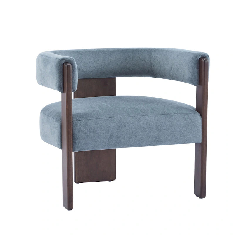 Poltrona accento Emery in tessuto bouclé moderno con rivestimento imbottito