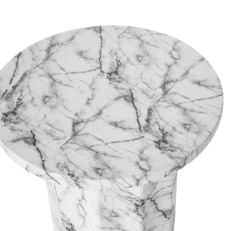 Tavolino d'appoggio bianco moderno in finto marmo