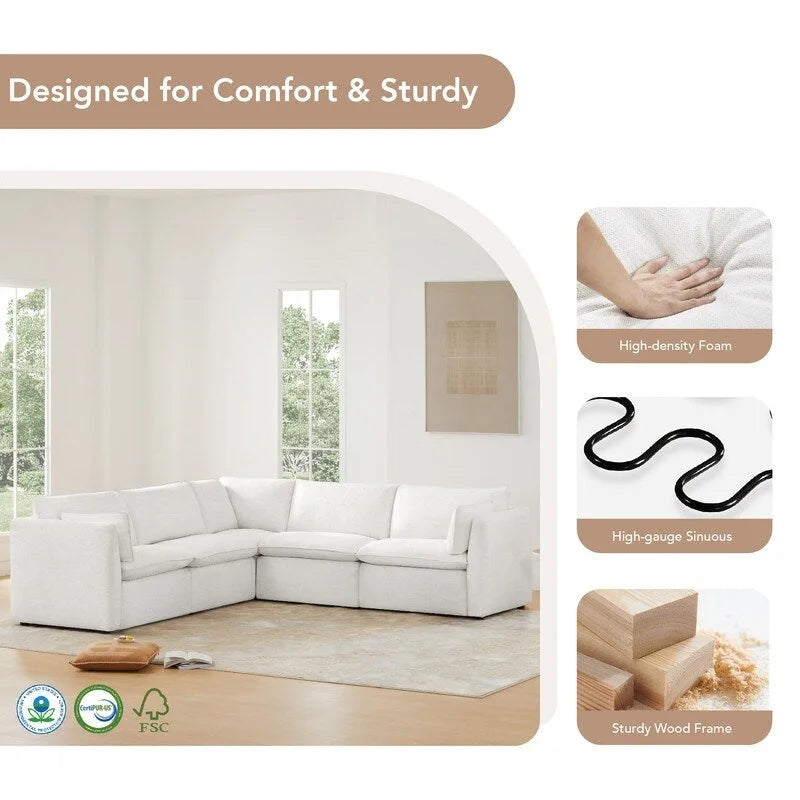 Divano sezionale reclinabile elettrico Snow/Cream, Multi-posto