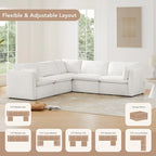 Divano sezionale reclinabile elettrico Snow/Cream, Multi-posto