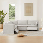 Divano sezionale reclinabile elettrico Snow/Cream, Multi-posto