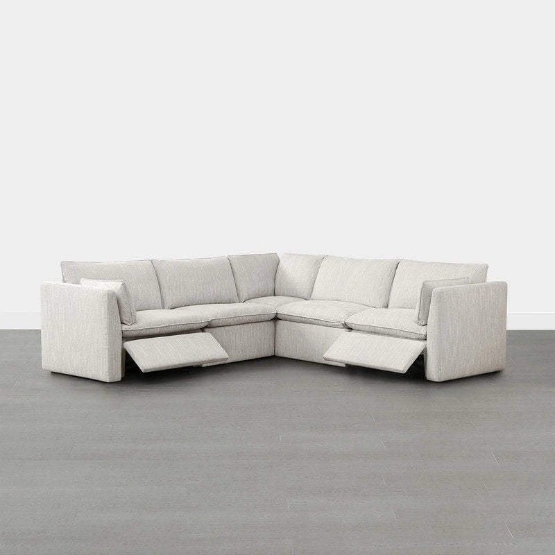 Divano sezionale reclinabile elettrico Snow/Cream, Multi-posto