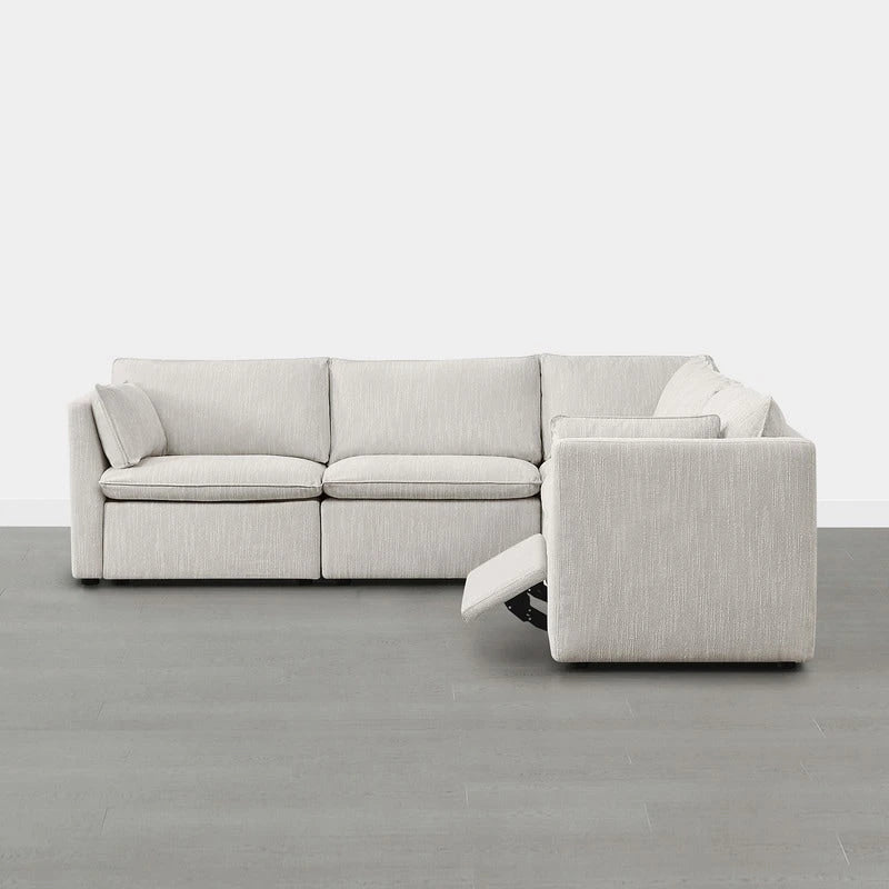Divano sezionale reclinabile elettrico Snow/Cream, Multi-posto