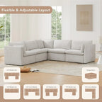 Divano sezionale reclinabile elettrico Snow/Cream, Multi-posto