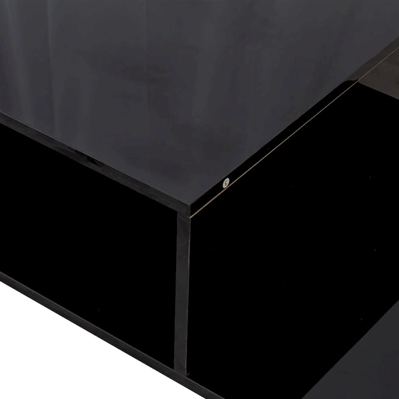 Tavolino da Caffè Moderno Minimalista a Doppio Strato Nero