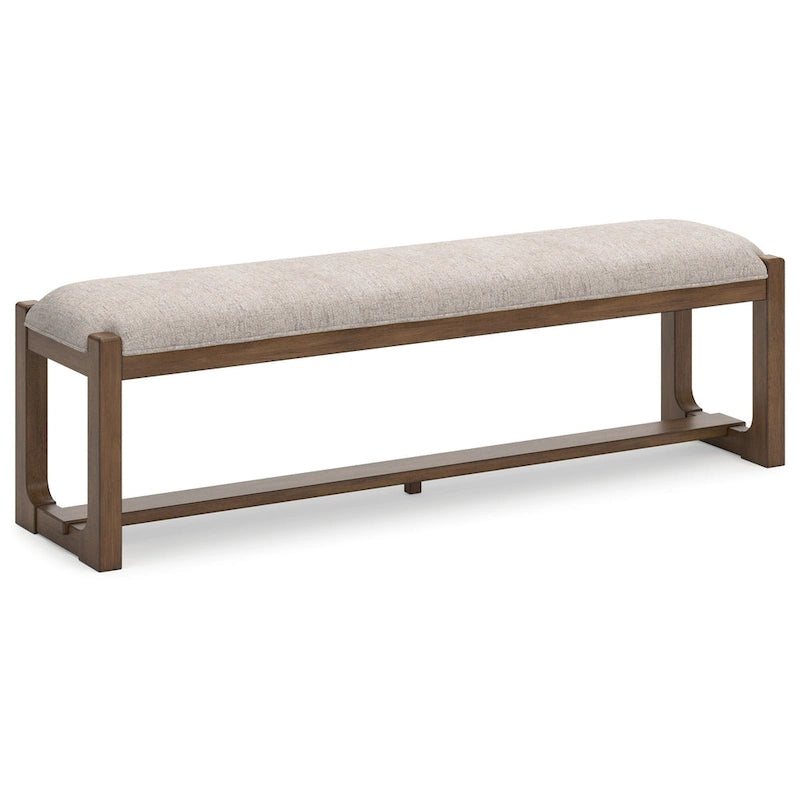 Panchina da pranzo imbottita beige avena e marrone, 162 cm, 2-3 posti a sedere