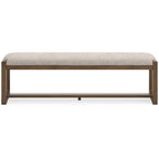 Panchina da pranzo imbottita beige avena e marrone, 162 cm, 2-3 posti a sedere