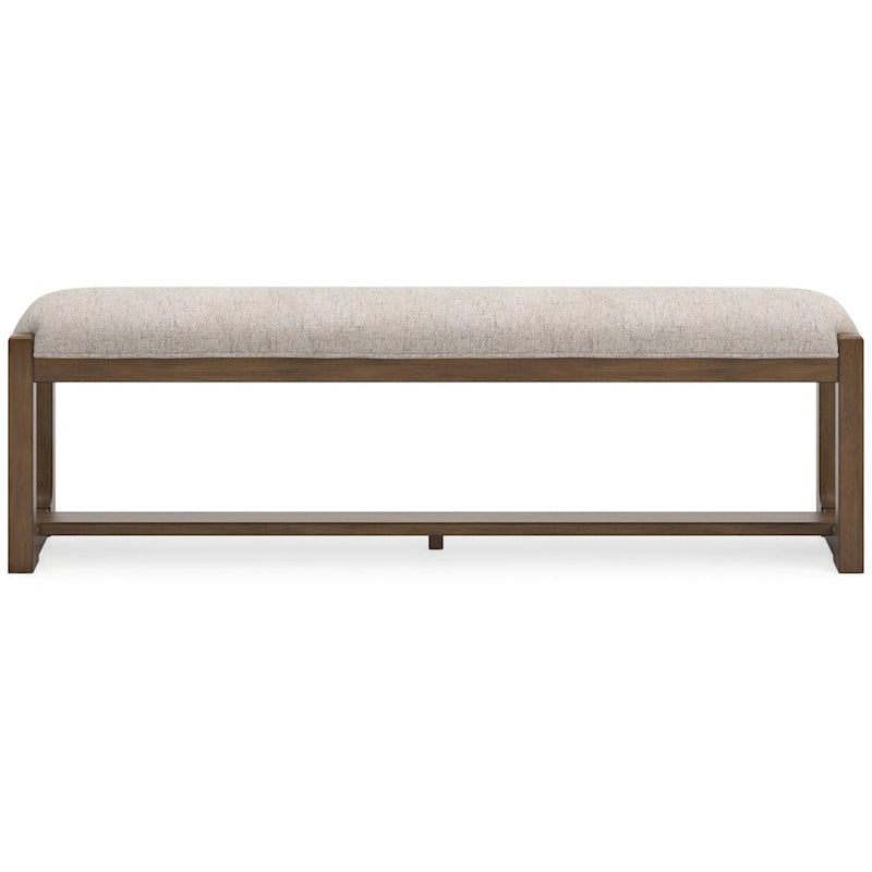 Panchina da pranzo imbottita beige avena e marrone, 162 cm, 2-3 posti a sedere