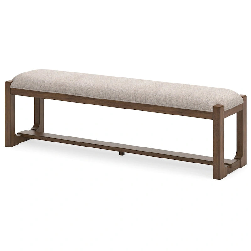 Panchina da pranzo imbottita beige avena e marrone, 162 cm, 2-3 posti a sedere
