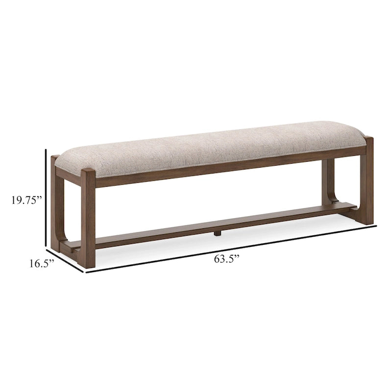 Panchina da pranzo imbottita beige avena e marrone, 162 cm, 2-3 posti a sedere