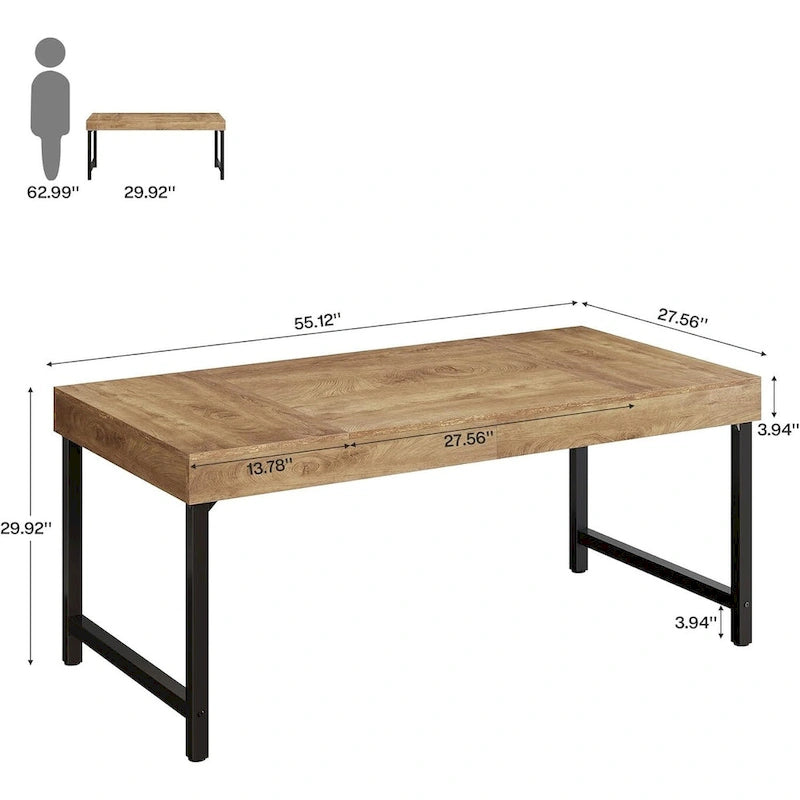 Scrivania da ufficio direzionale industriale da 55 pollici, scrivania per computer portatile rustica semplice con gambe robuste in metallo