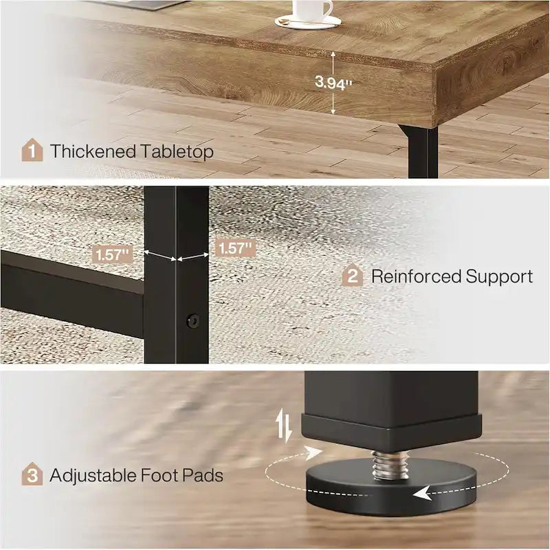 Scrivania da ufficio direzionale industriale da 55 pollici, scrivania per computer portatile rustica semplice con gambe robuste in metallo
