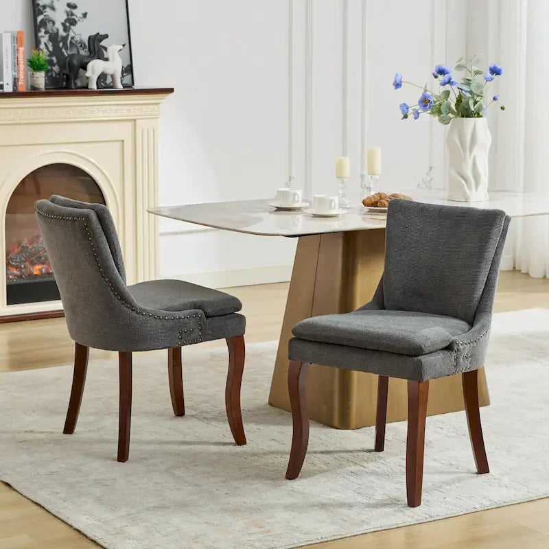 Sedia da pranzo imbottita, blu/grigio/beige, set da 2