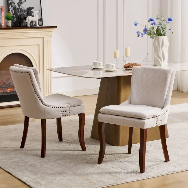 Sedia da pranzo imbottita, blu/grigio/beige, set da 2