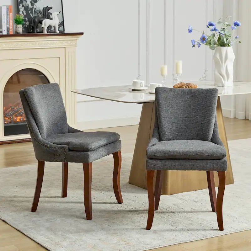 Sedia da pranzo imbottita, blu/grigio/beige, set da 2