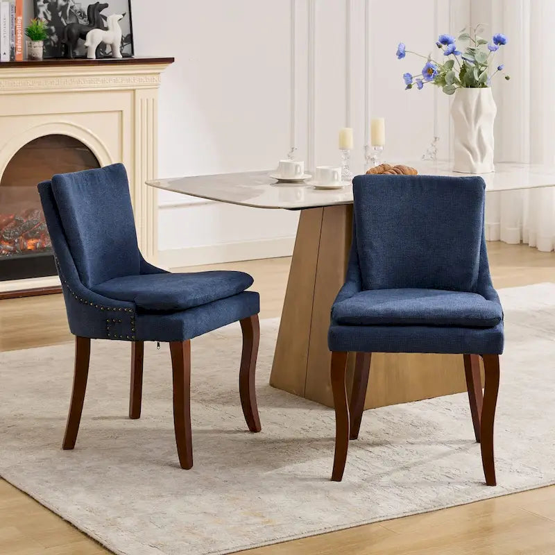 Sedia da pranzo imbottita, blu/grigio/beige, set da 2