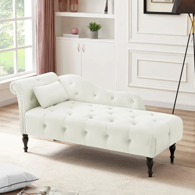 Chaise longue con tappezzeria capitonné in velluto rosa / bianco / blu / grigio / bordeaux, 1 posto