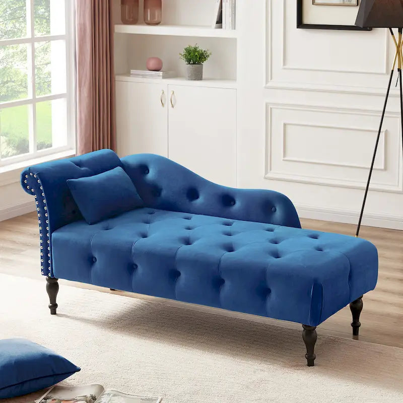 Chaise longue con tappezzeria capitonné in velluto rosa / bianco / blu / grigio / bordeaux, 1 posto