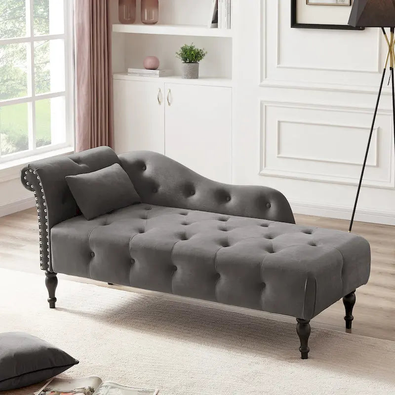 Chaise longue con tappezzeria capitonné in velluto rosa / bianco / blu / grigio / bordeaux, 1 posto