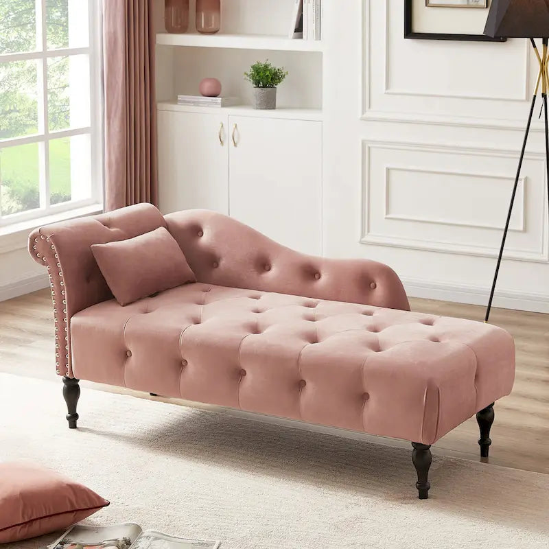 Chaise longue con tappezzeria capitonné in velluto rosa / bianco / blu / grigio / bordeaux, 1 posto