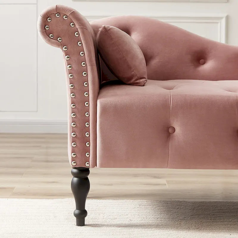Chaise longue con tappezzeria capitonné in velluto rosa / bianco / blu / grigio / bordeaux, 1 posto