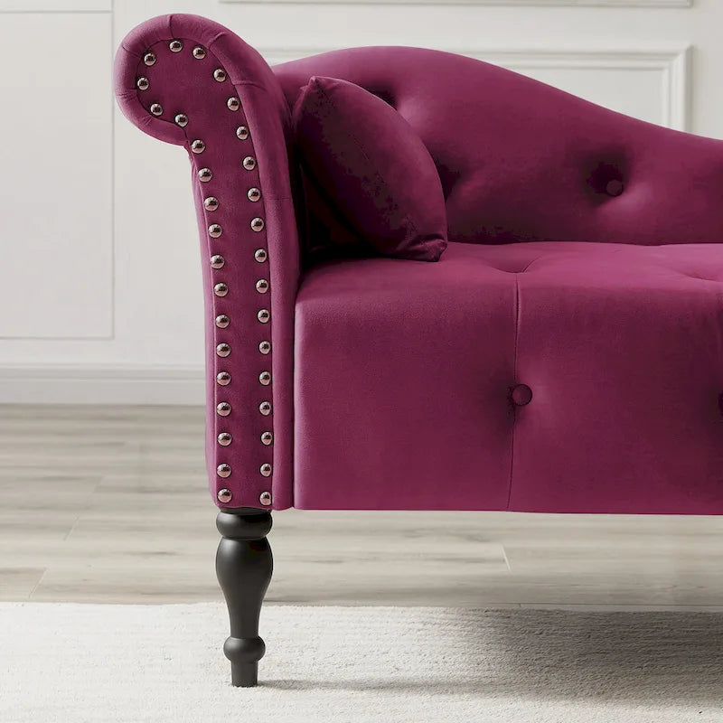 Chaise longue con tappezzeria capitonné in velluto rosa / bianco / blu / grigio / bordeaux, 1 posto